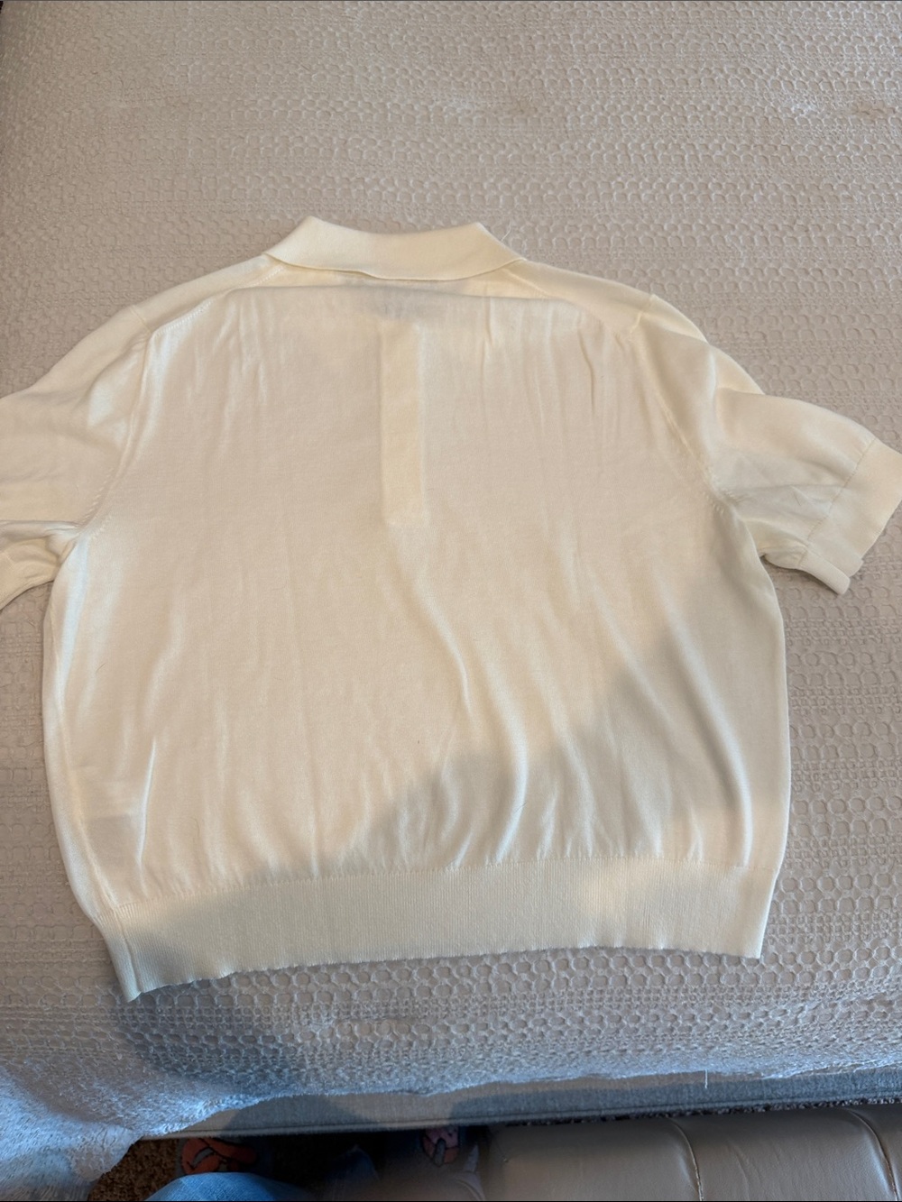 J. Crew Cream Short Sleeve Polo Button-Down Knit Top - Picture 2 of 3